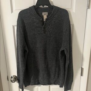 L.L. Bean Signature Archival Cotton Heritage-Inspired Henley Sweater Grey XL